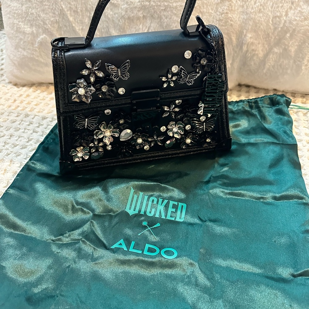 Aldo d Wicked Black Embellished Mini Top-Handle Bag - Picture 2 of 10